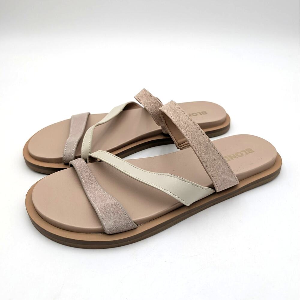 Blondo Kegan Slip On Slide Sandals Open Toe Women's Tan Size US7.5M EU38